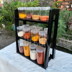 কালো কালার বার্নিশ আধুনিক কিচেন অর্গানাইজার